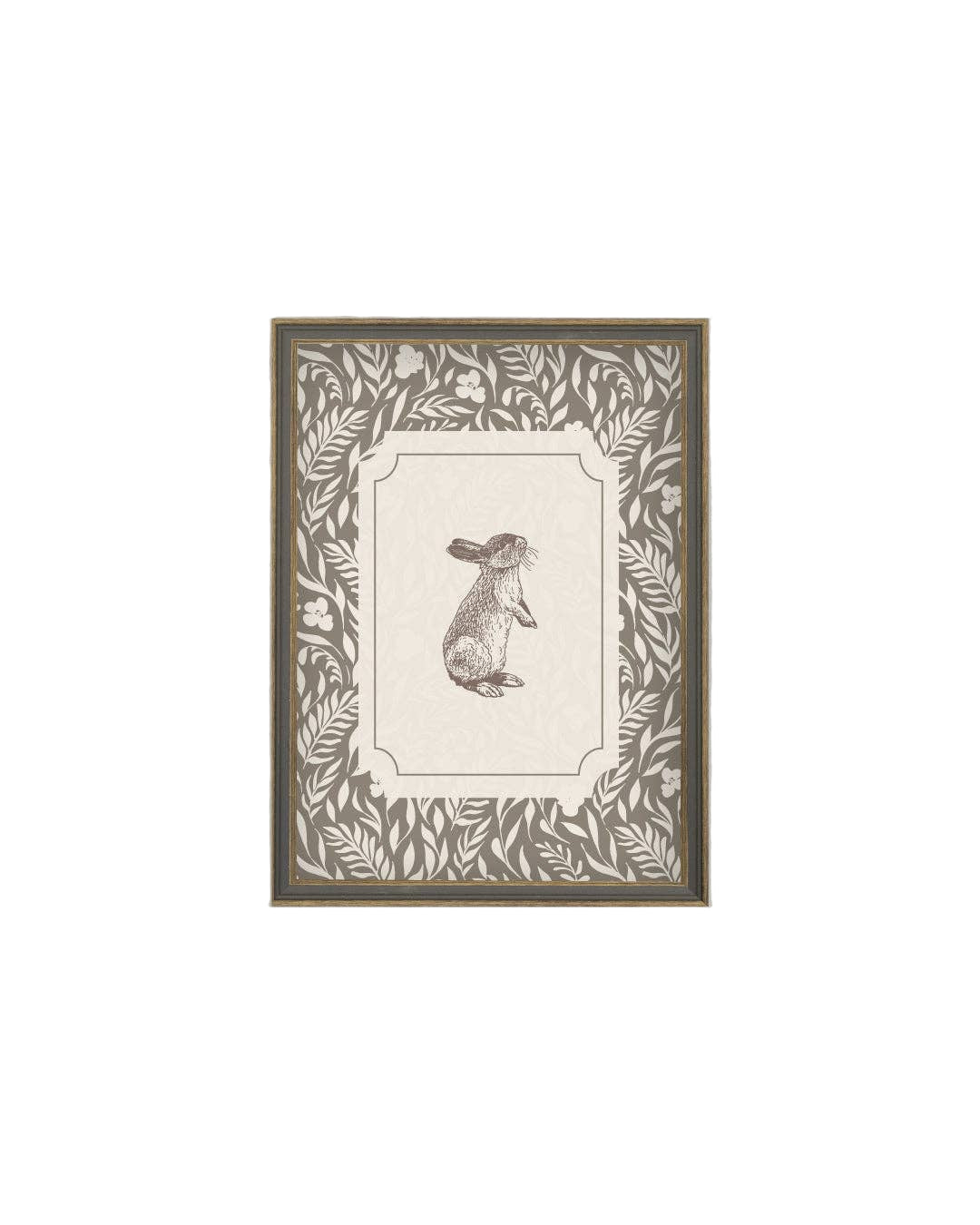 Brown Bunny Framed Antique Art - 7 x 9