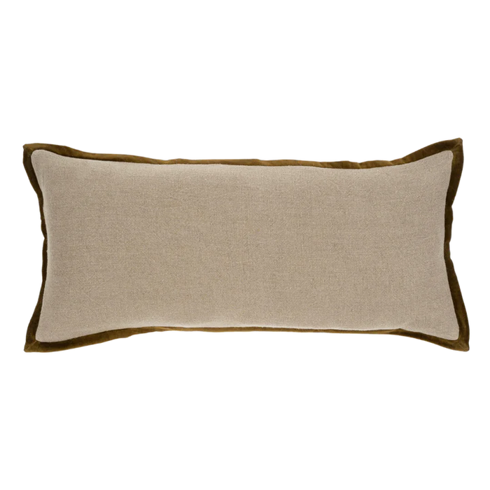 Velvet Trim Pillow Green - 14"x31"
