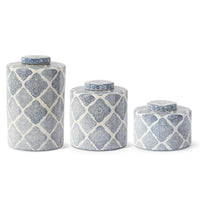 Blue & White Quatrefoil Pattern Containers
