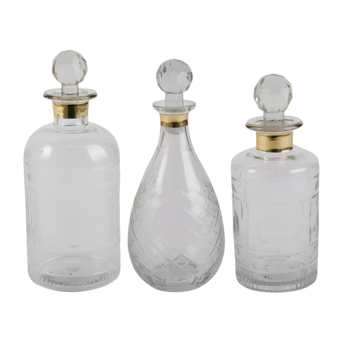 Glass Decanters with Gold Trim