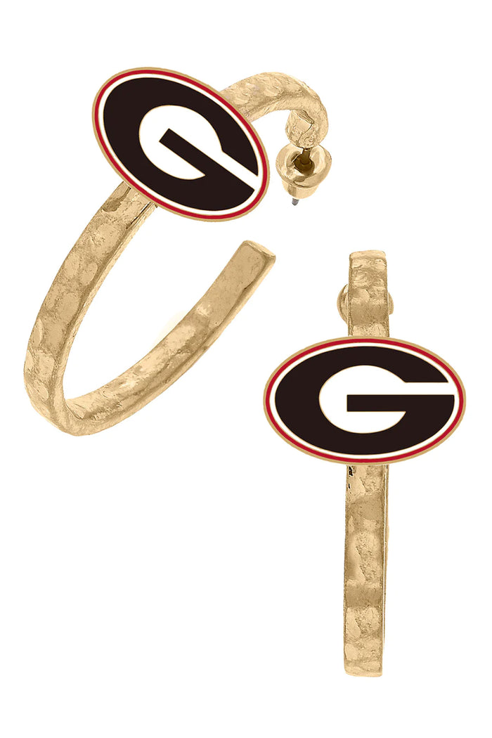 Georgia Bulldogs Enamel Logo Hoop Earrings