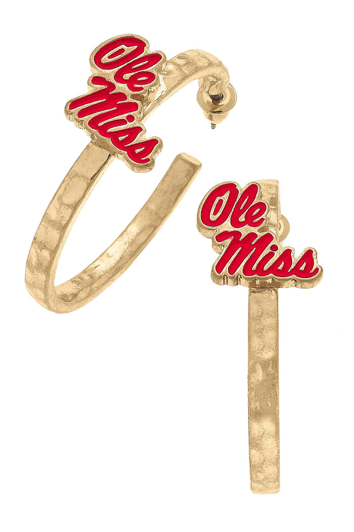 Ole Miss Rebels Enamel Logo Hoop Earrings