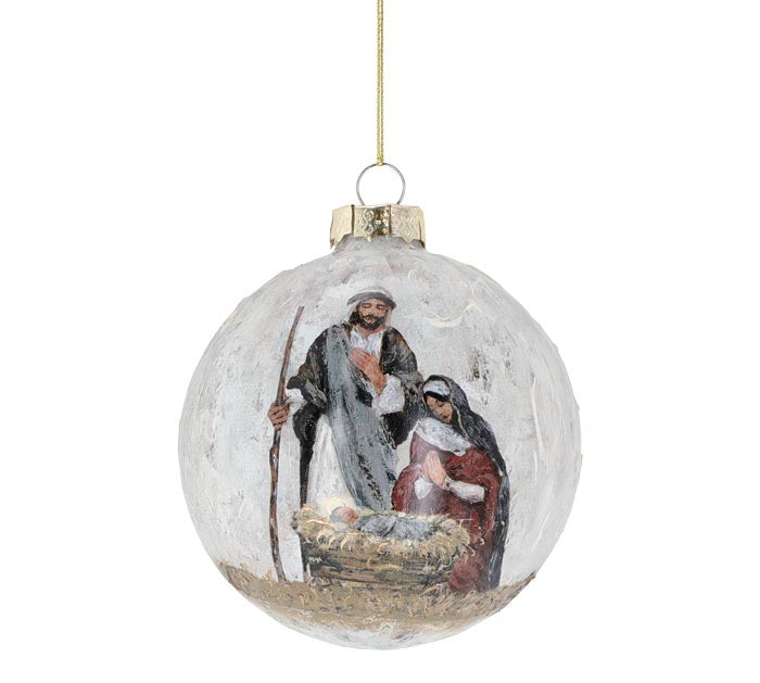 Holy Family Glass Ornament