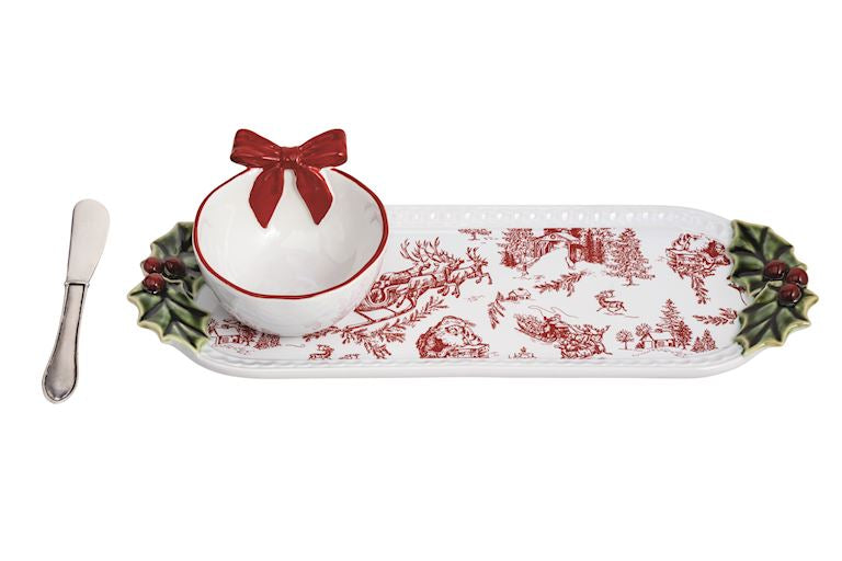 Holly & Bow Hostess Tray Set