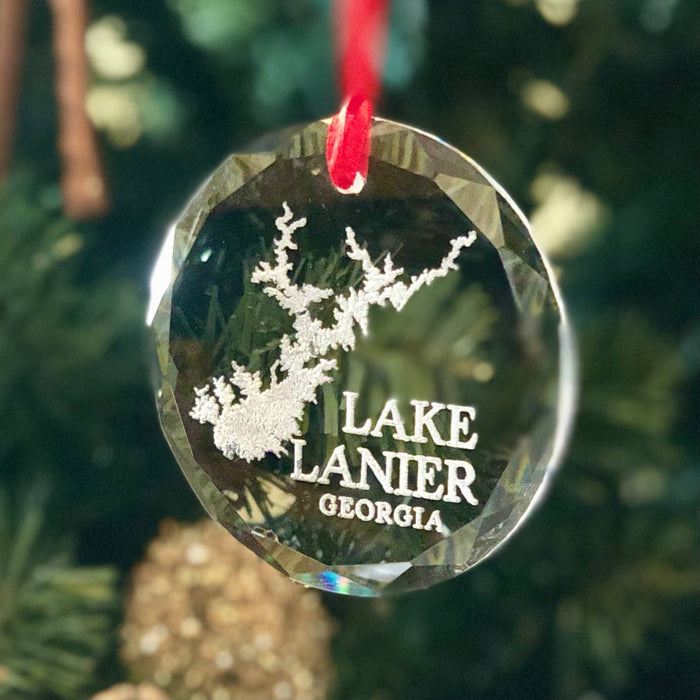 Lake Lanier Etched Crystal Ornament