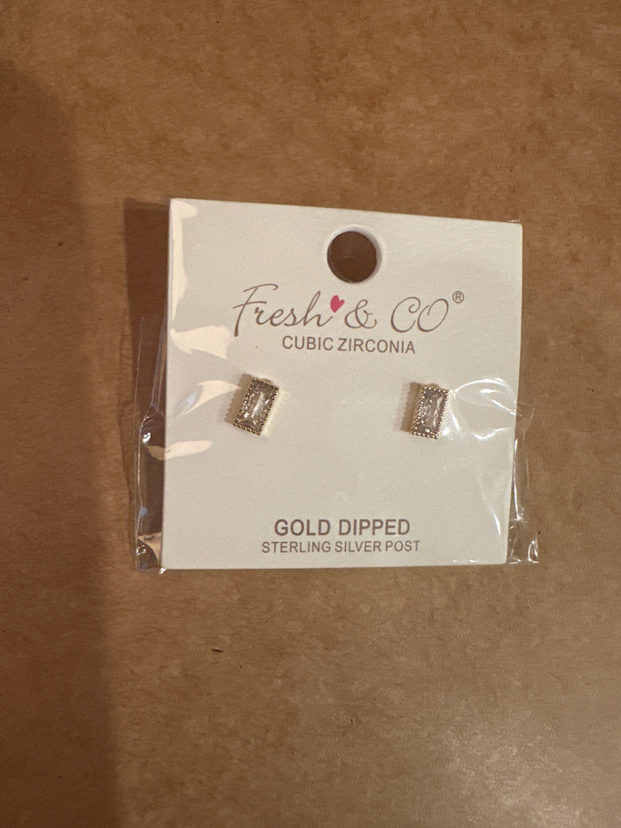 CZ Baguette Studs - Gold