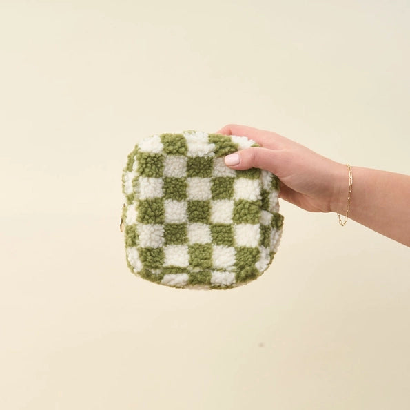 Teddy Pouch - Square Green Check