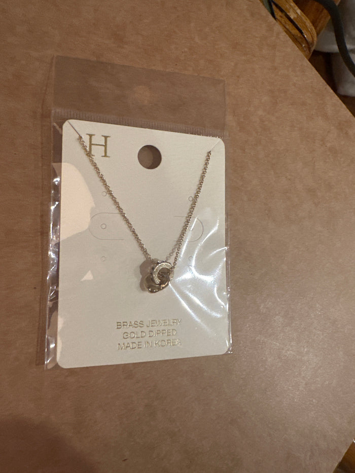 Linked Crystal Pave Ring Necklace