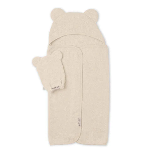 Hooded Towel + Wash Mitt Set Linen