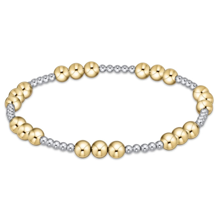 classic joy pattern 4mm bead bracelet - mixed metal