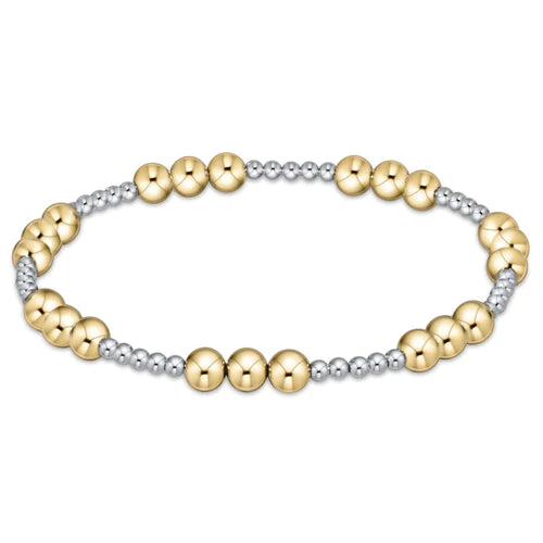 classic joy pattern 4mm bead bracelet - mixed metal
