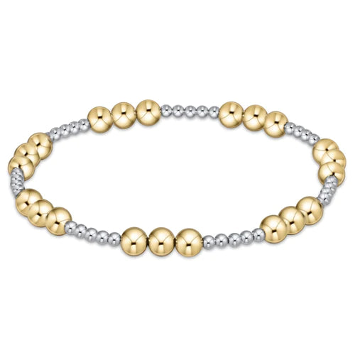 classic joy pattern bead bracelet - mixed metal
