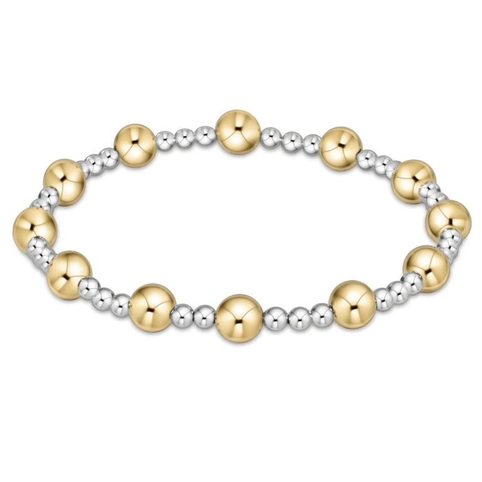 classic sincerity pattern 6mm bead bracelet - mixed metal