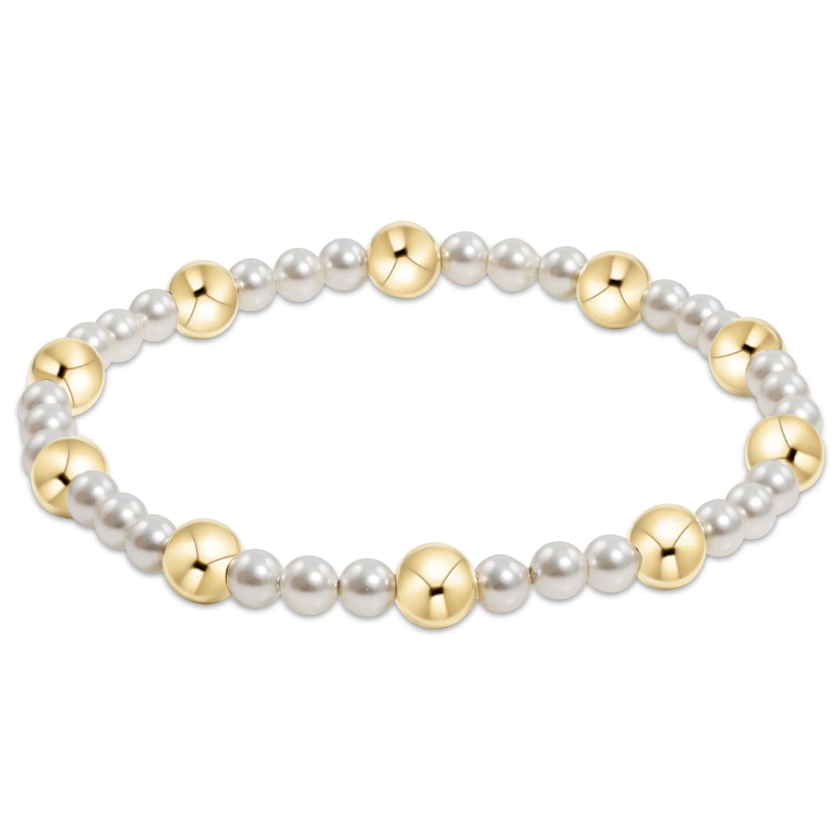 pearl sincerity pattern 4mm bead bracelet - 6mm gold