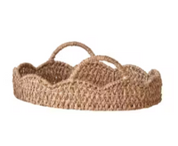 Braided Bankuan & Rattan Trays w/Scalloped Edge