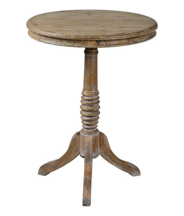 Ana Round Side Table - 20", Medium Brown Wash