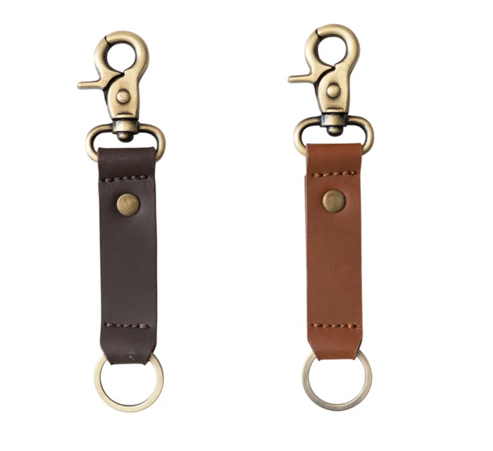 Leather and Metal Key Chain- 2 Colors