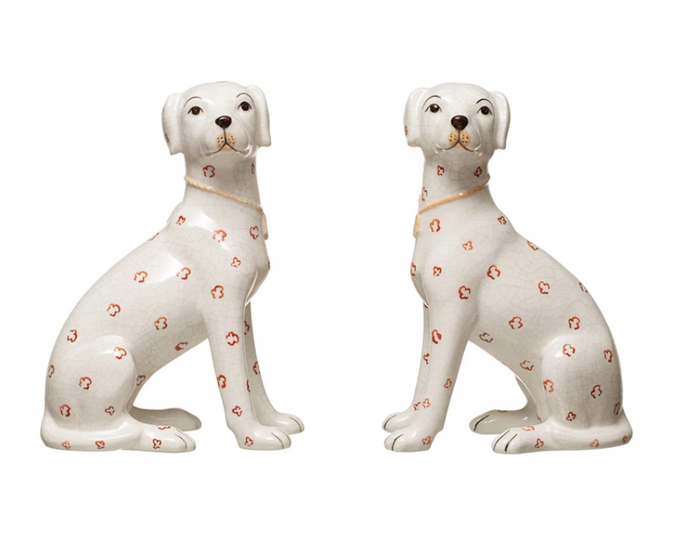 Hand-Painted Ceramic Dog, Crackle Finish, 2 Styles