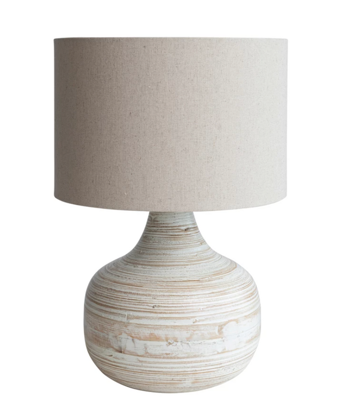 Bamboo Table Lamp w/ Linen Shade
