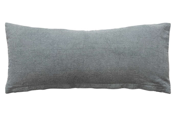 Cotton Lumbar Pillow w/ Embroidery