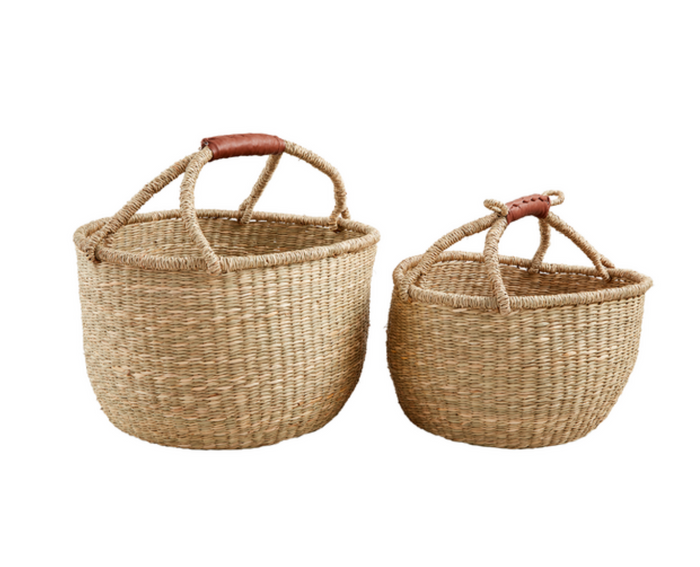 Leather Wrapped Handle Basket