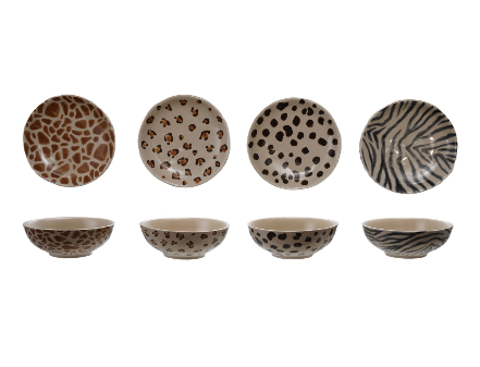 Stoneware Bowl with Animal Print - 4"