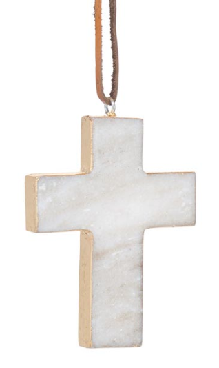 Marble Angel and Cross Ornaments