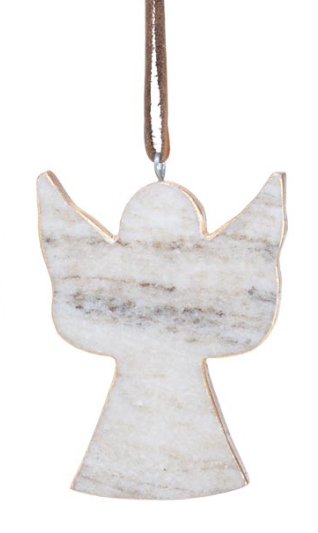 Marble Angel and Cross Ornaments