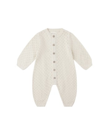 Long Sleeve Bubble Romper || Natural