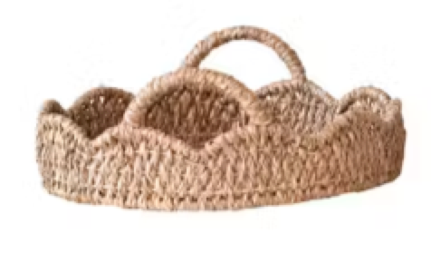 Braided Bankuan & Rattan Trays w/Scalloped Edge