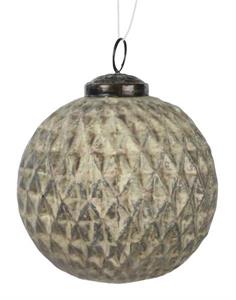 Ivory Glass Diamond Cut Ball Ornament