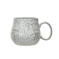 Embossed Stoneware Mug with Snowflakes