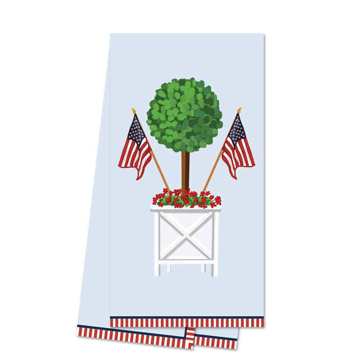 Patriotic Topiary Tree Icon Tea Towel