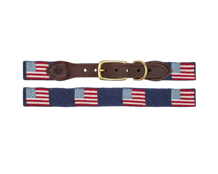 American Flag Needlepoint Dog Collar