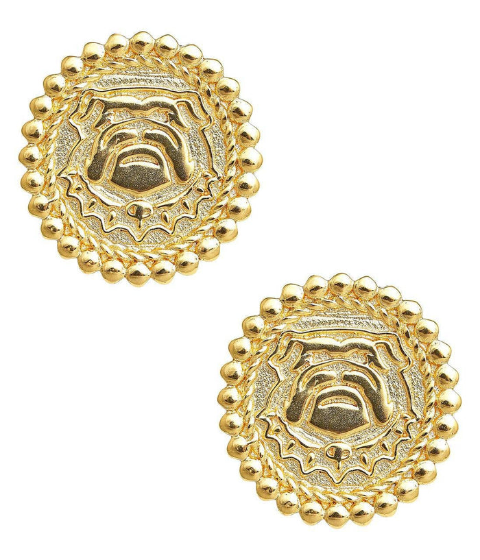 Bulldog Coin Stud Earring