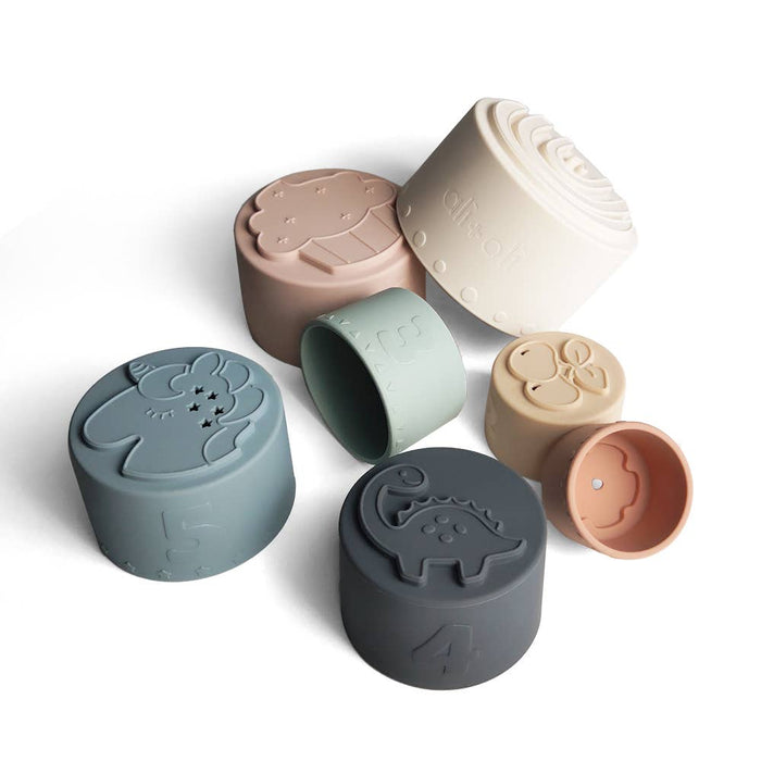 Large Soft Silicone Stacking Cups Toy with Shapes