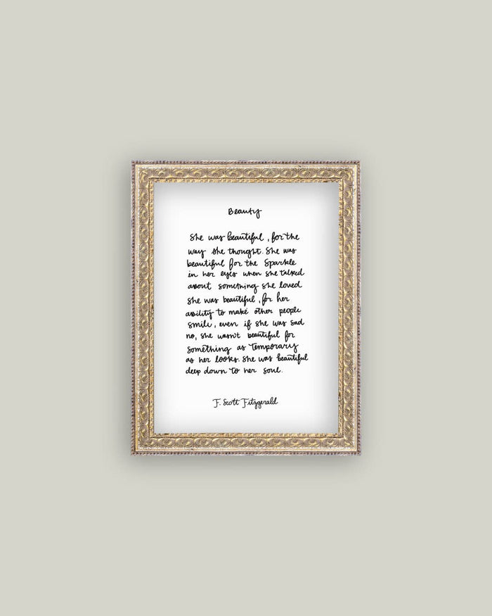 Beauty Script Framed Antique Print - 8x10