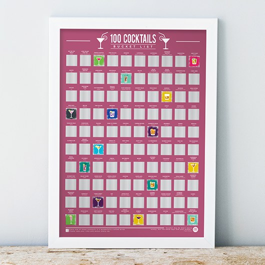 Scratch Off Bucket List Poster - 100 Cocktails