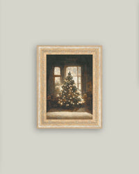 Glowing Christmas Tree Framed Antique Art - 7x9