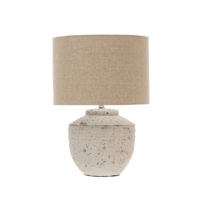 Distressed Cement Table Lamp with Linen Shade