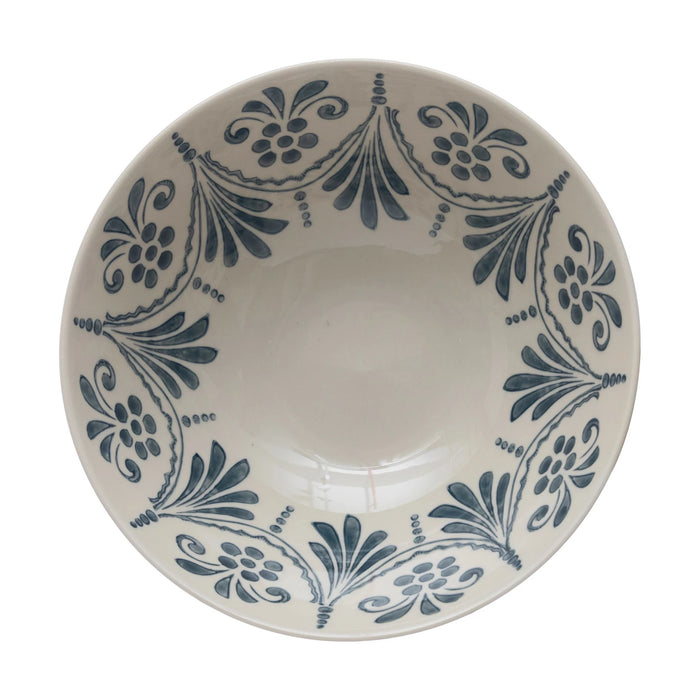 Hand-Stamped Stoneware Bowl w/ Pattern