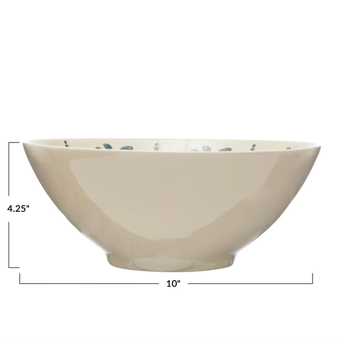 Hand-Stamped Stoneware Bowl w/ Pattern