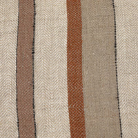 Square Woven Linen Pillow w/ Stripes, Cotton Slub Back & Fringe - 20x20
