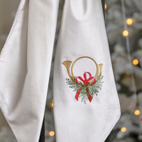 Holiday Horn with Bow Velvet Wreath Sash