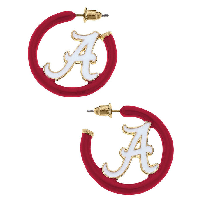 Alabama Crimson Tide Logo Enamel Hoop Earrings