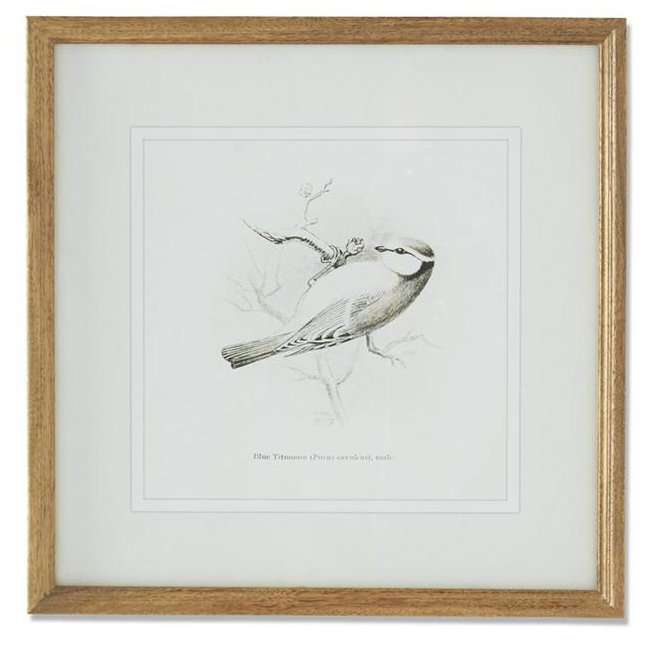 Black and White Song Bird Prints w/ Natural Wood