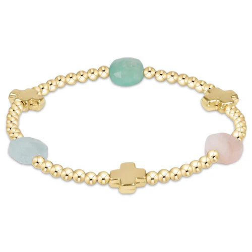 signature cross admire gold pattern 3mm bead bracelet - hot mess