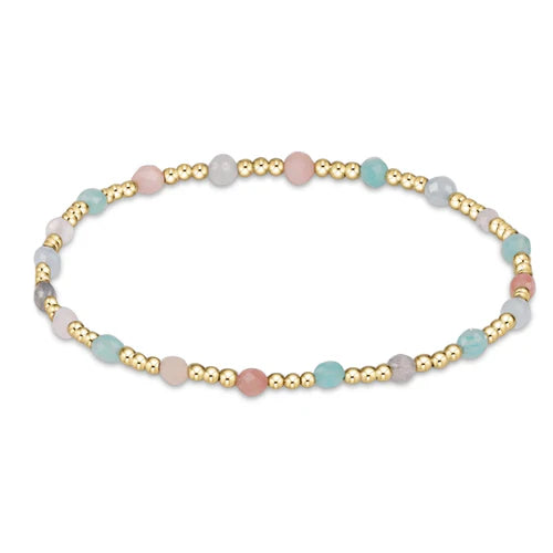 gemstone gold sincerity pattern 3mm bead bracelet - hot mess