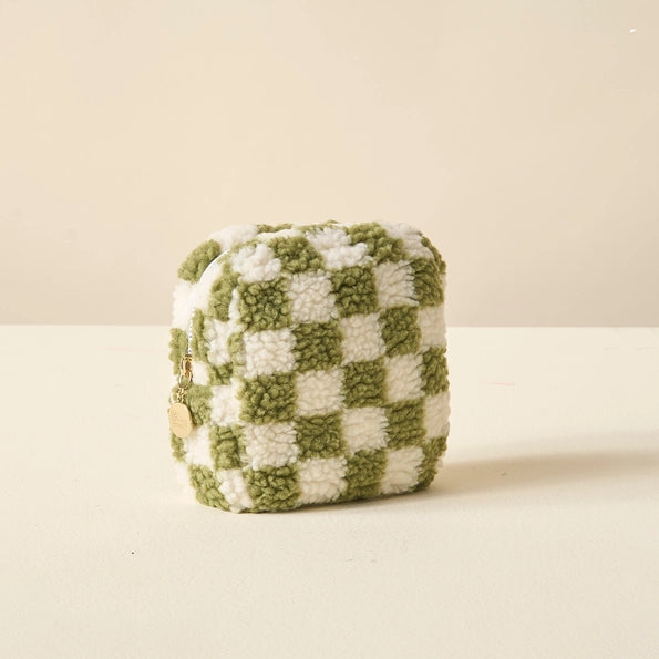 Teddy Pouch - Square Green Check