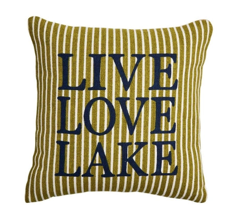 Live Love Lake Jute Back Pillow